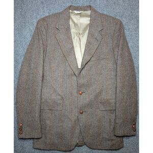 Vintage Brown Christopher Hayes Tweed Herringbone 100%‎ Wool Blazer Men's 38R